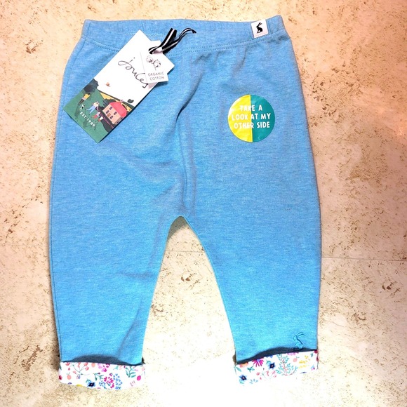 Joules Other - Joules Grove Ocean Blue Pant Floral Print Cuff Sheep Pocket Organic 6-9 month